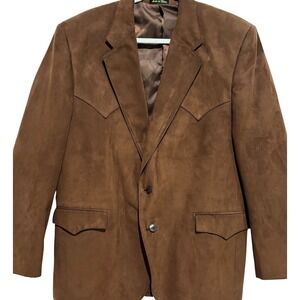 Circle S sz 46R Mens Faux Brown Suede Western Style Blazer Jacket career cowboy